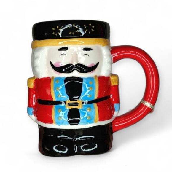 Holly and Joy Red Nutcracker Soldier Figural Christmas Mug - Picture 1 of 10